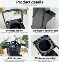 Réchaud à fusée ultra-portable et pliable (acier allié) pour bois de chauffage et charbon de bois, idéal pour le camping, les pique-niques et les activités de plein air