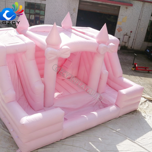 Château gonflable double toboggan rose avec piscine à balles - Product Image 3