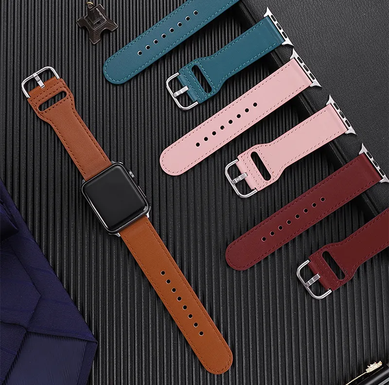 Genuine Leather strap for apple watch 7/6/5/4/3/SE fashion replacement wristband leather watch straps