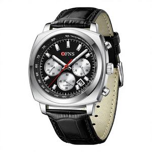OFNS 1601 Luxury <b>Men's</b> Quartz <b>Watch</b> Alloy Case Rubber Band Vintage Style <b>Waterproof</b> Calendar Multi-Functional - Product Image 3