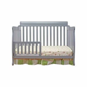 Lit bébé en bois massif naturel avec roulettes verrouillables, hauteur réglable, lit de nurserie sécurisé pour les nouveau-nés - Product Image 1