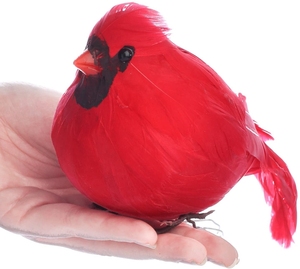 Usine Directe Artisanat 3 Grand Rouge Vif Dodu Graisse Artificielle Oiseaux Cardinaux pour Ornements D'arbre De Noël - Product Image 1