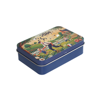Embalaje de pastillas de caramelo decorativas impresas con logotipo personalizado Caja de latas de metal con tapa con bisagras rectangular negra hermética vacía