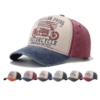 Casquette de baseball personnalisée style sportif en jean vieilli avec logo brodé 3D, coton délavé, boucle en cuivre doré et motif rayé