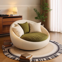 Fauteuil individuel moderne pivotant en tissu tufté durable pour petit appartement, chambre, hôtel, villa, salon, balcon, loisirs