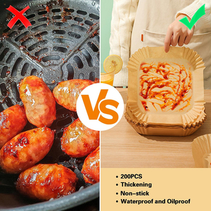 Disposable Food Grade Oven Safe Air Fryer Liners 6.3 Inch/8 Inch Square Parchment Paper Oil-Proof <b>Waterproof</b> - Product Image 3