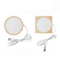 Veilleuse LED en bois vierge pour sublimation, alimentée par USB, avec feuille PET pour transfert thermique DIY, impression personnalisée, artisanat, cadeau de démarrage pour entreprise, décoration