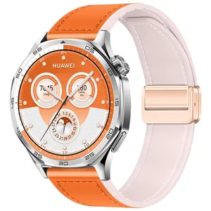 Bracelet en cuir de silicone respirant à boucle magnétique de luxe Bracelets de montre intelligents universels pour Huawei pour Samsung Tailles de montres - Product Image 6