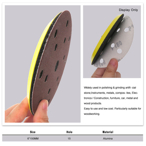 Disco de lijado de papel abrasivo de óxido de aluminio con gancho y bucle de 6 pulgadas y 15 agujeros, papel de <span class=keywords><strong>lija</strong></span> rojo <span class=keywords><strong>para</strong></span> pulido de madera y <span class=keywords><strong>Metal</strong></span> - Product Image 3