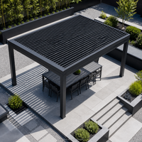 Pergola bioclimatique autoportante en aluminium avec toit ouvert et côtés latéraux pour jardin, cour arrière, balcon