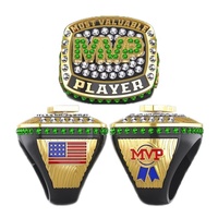 Bagues de championnat MVP personnalisées en usine pour le basketball, le football, le baseball, bagues en pierres précieuses, placage électrolytique coloré pour cadeaux sportifs