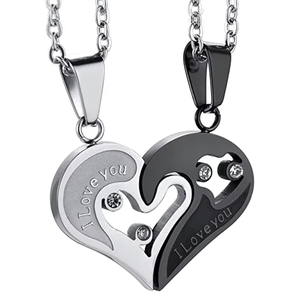 Collares de Pareja de Acero Inoxidable <span class=keywords><strong>con</strong></span> Colgantes de Corazones Entrelazados, Grabado de Te Amo, para Chicas y Chicos, Día de San Valentín - Product Image 6