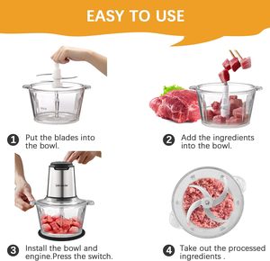 Hachoir Électrique en Verre pour Légumes et Viandes 1000W 2L 3L - Product Image 4
