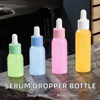 Flacon compte-gouttes cylindrique en plastique PET bleu de 20 ml, 30 ml, 50 ml, 100 ml, contenant cosmétique, sérum pour le visage, huile essentielle, liquide capillaire, personnalisable