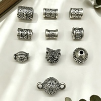 Cloche de palais à motifs en argent plaqué cuivre avec double anneau et perles rondes, pièces d'espacement pour bijoux perlés DIY et tressage de cordes