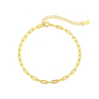 Bijoux fins, argent sterling 925, classique, minimaliste, personnalisé, plaqué or 18 carats, bracelet à maillons en forme de trombone pour femmes