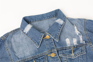 Veste de cow-boy grande <span class=keywords><strong>taille</strong></span> XL 2XL 3XL pour femmes, vêtements d'automne, hauts à manches longues, veste en jean décontractée, bleu clair E6327 - Product Image 6