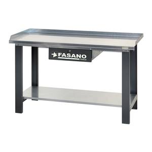 Banco de trabajo Fasano Tools con superficie de acero, cajón y estante para uso en taller - Product Image 1