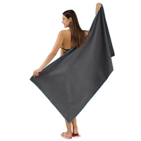 Customizable Logo Microfiber Beach Towel Solid Soft Suede Quick-Dry and Absorbent with Simple Plain Design