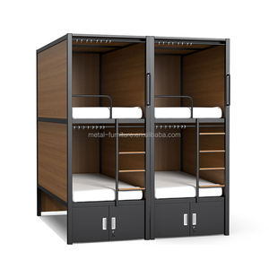 Estructura de cama apilable modular Sistema de cama de hotel de cápsula compacta | Literas de acero con espacio optimizado con almacenamiento y casilleros personales - Product Image 3