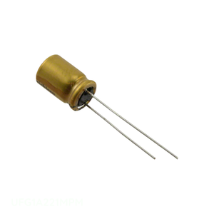 Condensador de Aluminio Original CAP ALUM 220UF 20% 10V RADIAL TH UFG1A221MPM 220 uF de Montaje a Través de Orificio - Product Image 1
