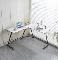 Support d'écran d'angle dernière génération, poste de travail pratique pour bureau à domicile, bureau en L réglable en bois pour ordinateur portable