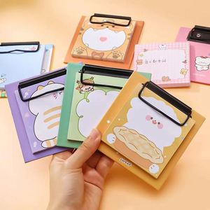 30sheets Cute Cartoon Plaid Print Mini Clipboard Sticky Note Set Loose Leaf Portable Square Memo <b>Pads</b> Metal - Product Image 6
