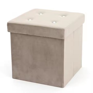 Nhung hiện đại có thể gập lại lưu trữ Ottoman và phân vuông cho phòng khách hoặc phòng ngủ có thiết kế kim cương - Product Image 2
