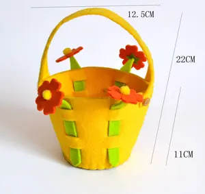 Hecho a mano diseño de la flor de Pascua primavera fieltro dulces cesta