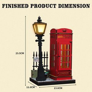 ตู้โทรศัพท์ถนนลอนดอน ตัวต่อไม้ 3 มิติ พร้อมไฟ-แบบจำลองตัวต่อไม้ 3 มิติที่สมจริงสำหรับนักสะสม ใช้เพื่อการศึกษาแบบ DIY - Product Image 3