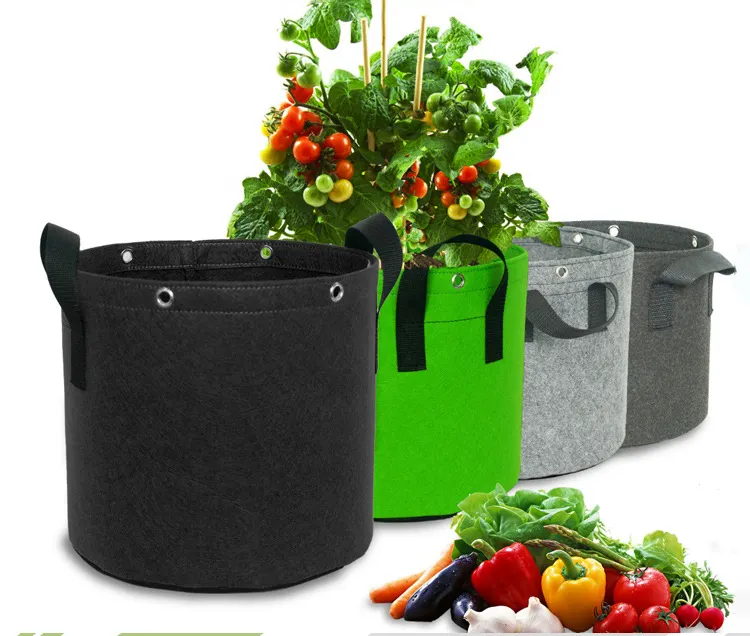 Wholesale price 1/2/3/5/7/10/15/20/25/30 gallon planter felt tomato grow bags planting pot bags with holes