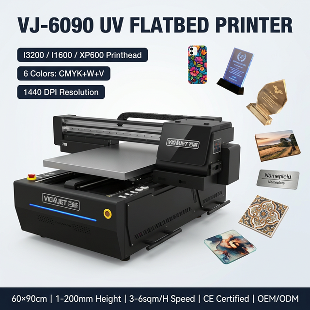 A1 UV Flatbed Printer 6090 XP600 I3200 Printhead 1440dpi 3D Emboss Varnish for Phone Case Glass Acrylic Wood Small Business