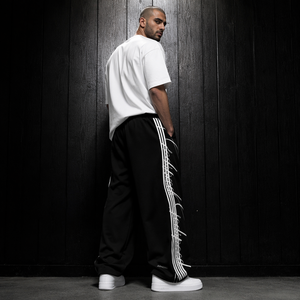 <span class=keywords><strong>Pantaloni</strong></span> Lunghi Casual American Vintage <span class=keywords><strong>in</strong></span> Cotone 100% <span class=keywords><strong>con</strong></span> Vita Media Elastica, Stampa Digitale DTG, Stile Street Sports Personalizzato - Product Image 2