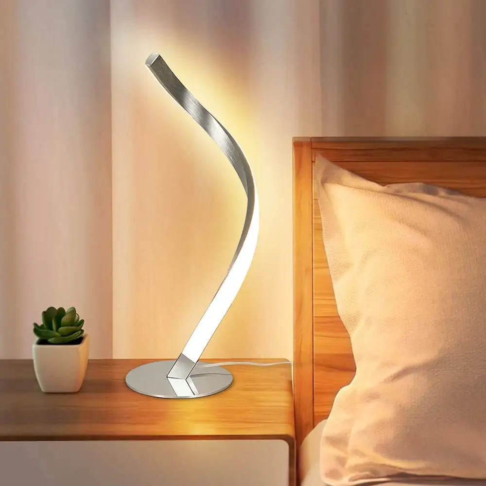 مصباح منضدة LED حلزوني حديث, مصباح منضدة صغير مميز مناسب لغرف النوم وغرف <span class=keywords><strong>المعيشة</strong></span>