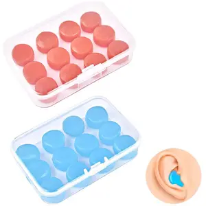 Tapones de silicona para los oídos reutilizables, impermeables, de plástico, para natación y deportes, 6 pares