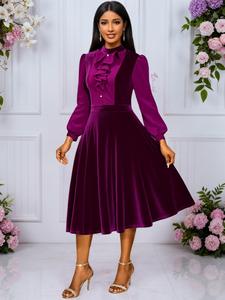 Ocstrade Robe de Soirée de Luxe en Velours à Manches Longues pour Femme, Robe de Créateur Automne-Hiver, Grande Taille Élégante - Product Image 2