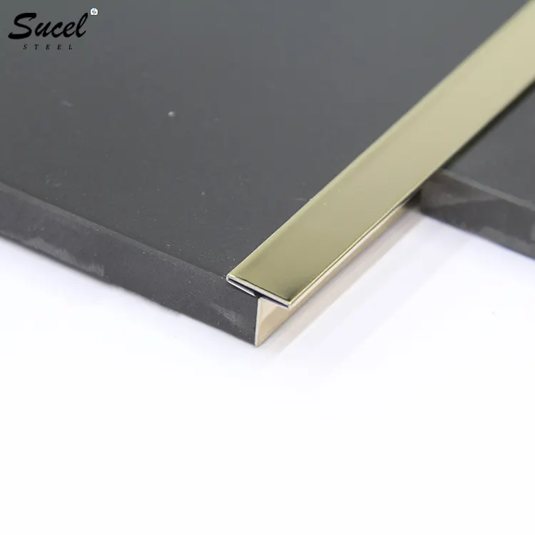 Titanium Golden PVD 304 Stainless Steel Trim Tile 10mm Metal U, T, L Profiles For Wall, Window, Door