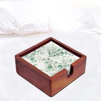 Carré Acacia Cocktail Papier Porte-Serviettes En Bois Plat Serviette Plateau Caddy Pour Cuisine Décor Restaurant Comptoir Bar Accessoires