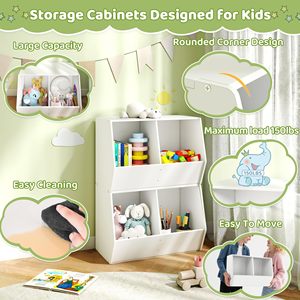 Petite <span class=keywords><strong>armoire</strong></span> empilable, rangement de vente au détail, armoires à rayures, bibliothèque en bois pour enfants et organisateur de jouets - Product Image 3