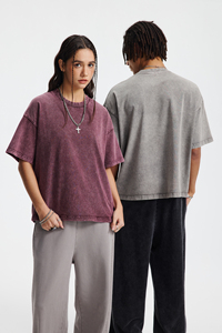 Camiseta de algodón grueso con estampado gráfico, lavado ácido, corte holgado y extragrande, estilo cropped, impresión DTG, para hombre. - Product Image 2