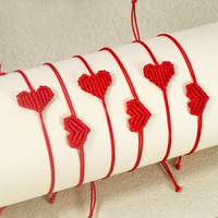 Gelang Hati Makrame Buatan Tangan Resoul untuk Wanita, Tali Anyaman yang Dapat Disesuaikan dengan Liontin Sayap, Perhiasan Fashion, Set Hadiah Valentine