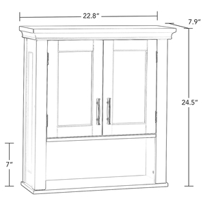 Mobile da <span class=keywords><strong>Bagno</strong></span> Sanyang Bianco a Parete con 2 Ante e Ripiano Aperto, Armadietto Moderno per <span class=keywords><strong>Bagno</strong></span> di Casa - Product Image 5