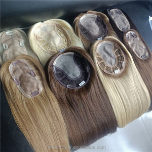 Trouver icône similaire Top qualité 6x7 7x9 soie Base Topper pour cheveux humains racine foncée faits saillants Blonde cheveux humains Topper pour les femmes - Product Image 2