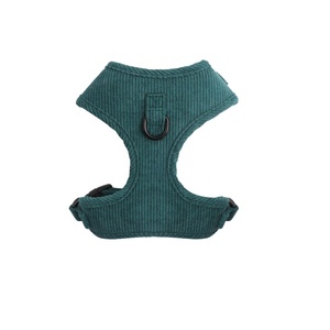 QQPETS Luxus-Hundegeschirr-Set Benutzer definiertes Gummi-Logo mit Halsbändern für Haustier leinen Kit Green Cord Velvet Vest Style für Welpen - Product Image 4