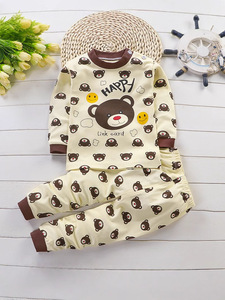 Vêtements pour enfants Printemps Automne Unisexe Ensemble 2 pièces T-shirt et pantalon Sous-vêtements en pur coton Pyjamas décontractés pour garçons et filles - Product Image 3