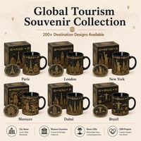 Tasse en céramique noire et or personnalisée, série Art Urbain Marocain, OEM, vente en gros, en vrac, avec boîte cadeau pour les magasins