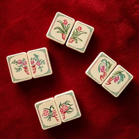 Jeu de Mahjong Chinois Rose Thème Esthétique 3 Couches Perle Rose, Tuiles à Motifs Floraux Exquises, Tendance pour Fêtes à Domicile et Jeux de Table
