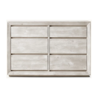 Commode à 6 tiroirs de style américain moderne, en chêne massif blanc lavé, pour chambre à coucher ou salon, avec poignées écologiques