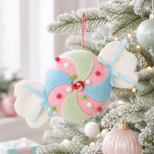 Red <b>White</b> Striped Peppermint Candy Ornament Plush Hanging Decor for Christmas Tree <b>Garland</b> Holiday Wholesale Bulk - Product Image 3