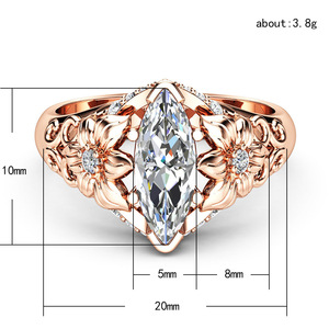 Anello Floreale per Donne con Accento di Cristallo Marquise, Tono Rosa, Elegante Accessorio Moda per Feste - Product Image 4